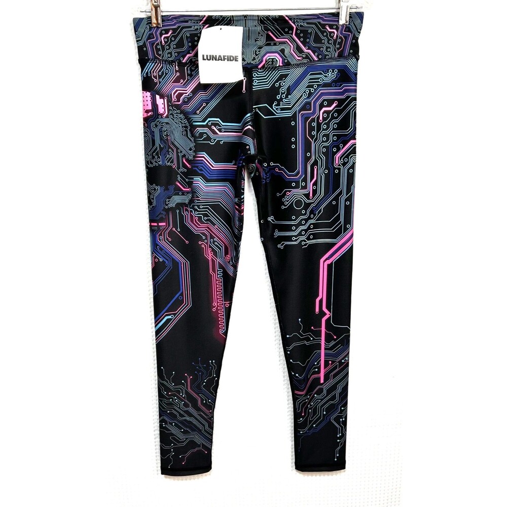 NWT Lunafide Size M Active Leggings Cyber Celestial Gamer Handcrafted c